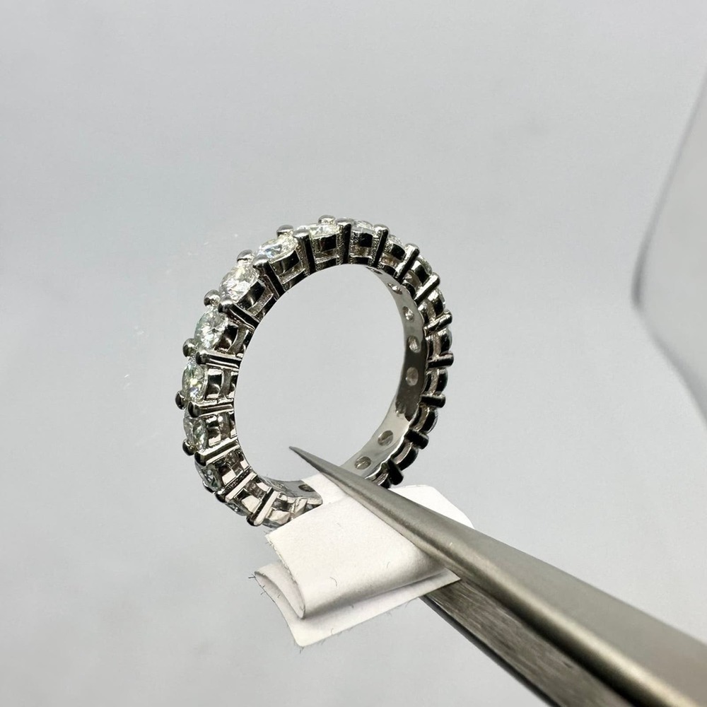Moissanite Diamond Ring Eternity Wedding Band Anniversary Brilliant 2 Ct Size 7 - Picture 8 of 12